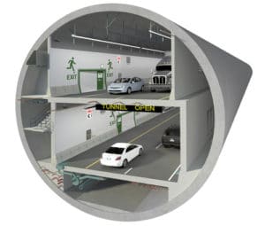 custom lift to provide access to vehicle tunnel