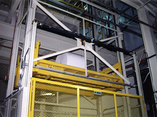 a paper plant uses a Vertical Reciprocating Conveyor