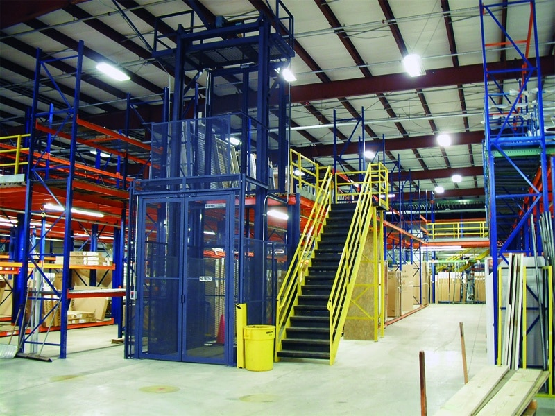 A vertical reciprocating conveyor costs potentially less than a fork truck.