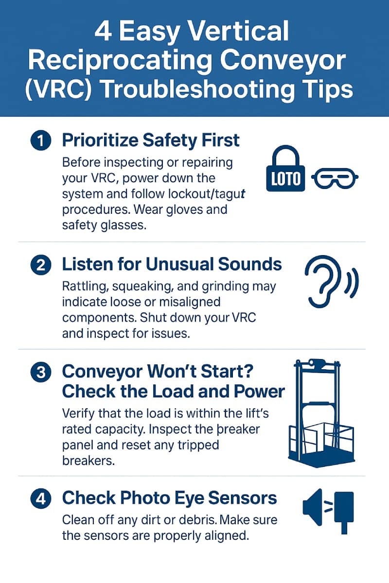 Infographic explaining 4 easy VRC troubleshooting tips